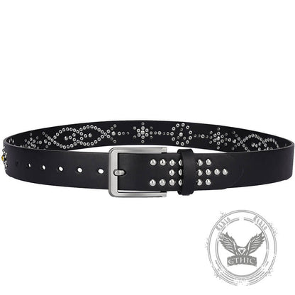 Y2k Rivet Colorful Rhinestone Pu Leather Belt