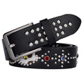 Y2k Rivet Colorful Rhinestone Pu Leather Belt