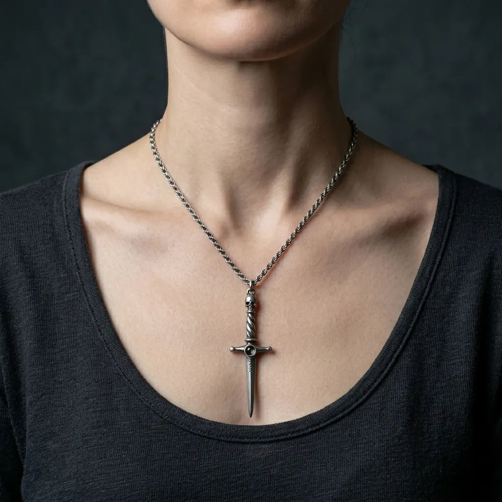 Reaper's Dagger Black Stone Necklace