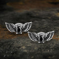 Freedom Wings Black Stone Stainless Steel Stud Earrings