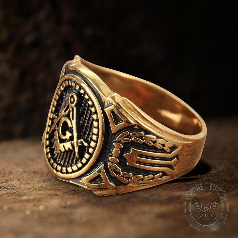 Freemasonry Symbol Stainless Steel Ring