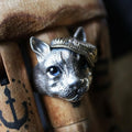 Gentleman Cat Crystal Cat���s Eyes Sterling Silver Ring