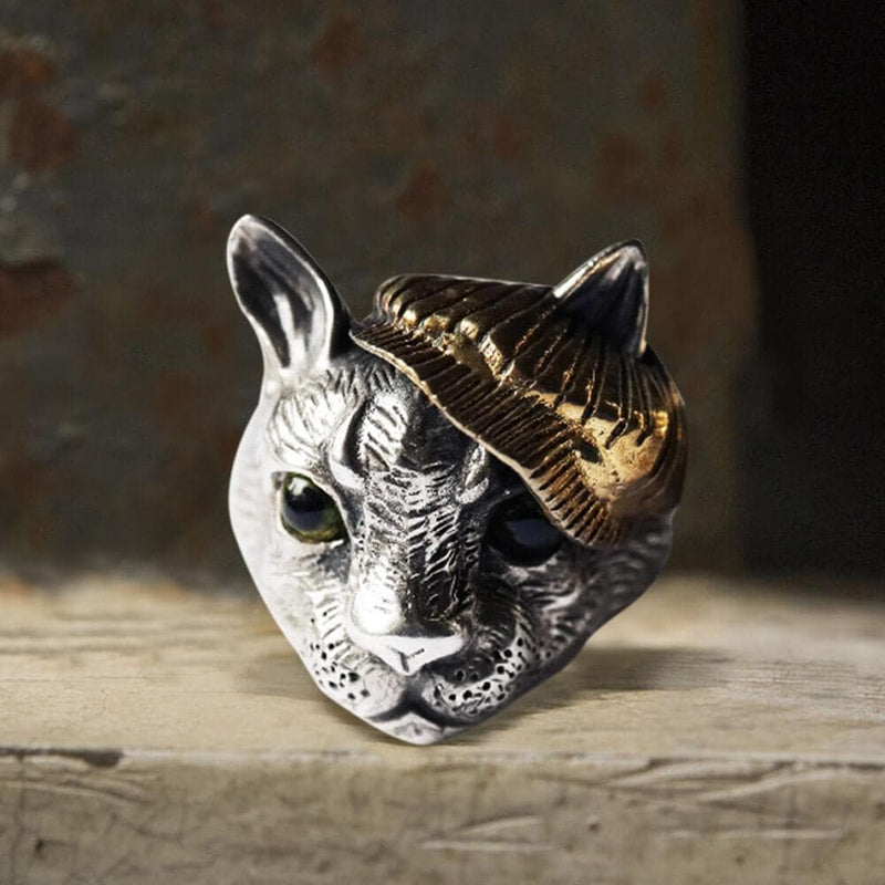 Gentleman Cat Crystal Cat���s Eyes Sterling Silver Ring