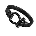 Geometric Circle Toggle-clasps Genuine Leather Bracelet / Rock Style Stainless Steel Bracelet