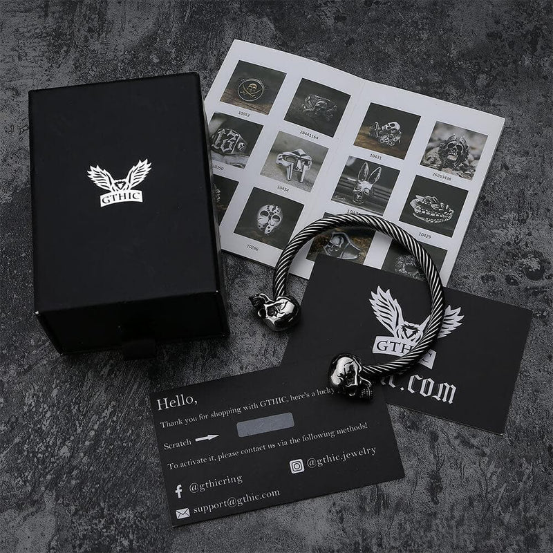 Ghost Head Stainless Steel Opening Bracelet