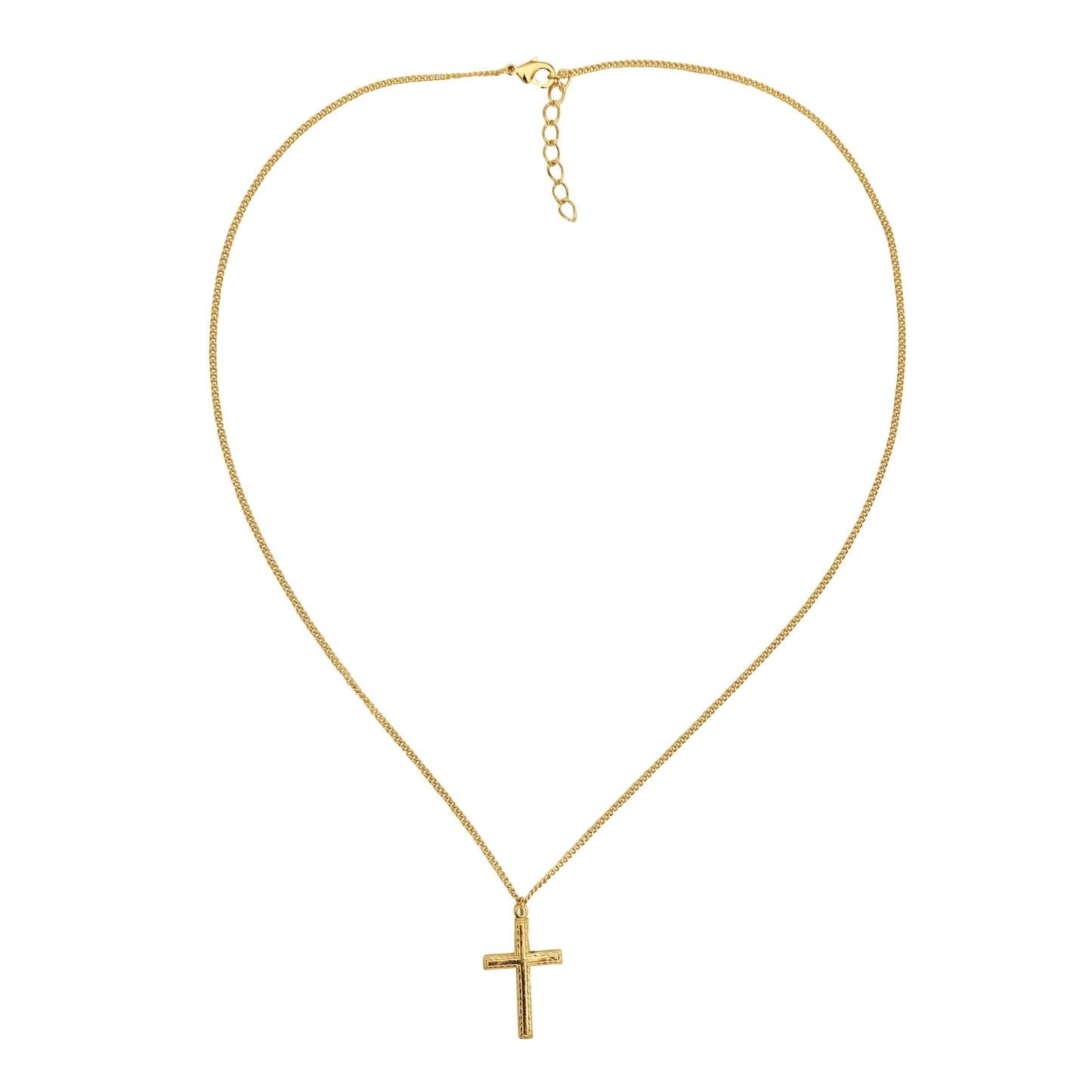 14k Gold-filled Flat Cross Pendant Necklace, 18" Chain With 1 1/4" Extender
