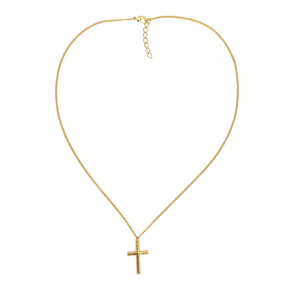 14k Gold-filled Flat Cross Pendant Necklace, 18" Chain With 1 1/4" Extender