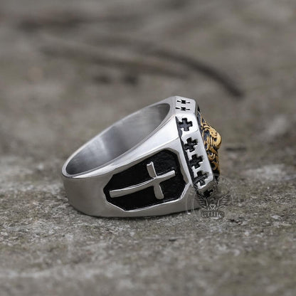 Golden Lion Stainless Steel Beast Ring