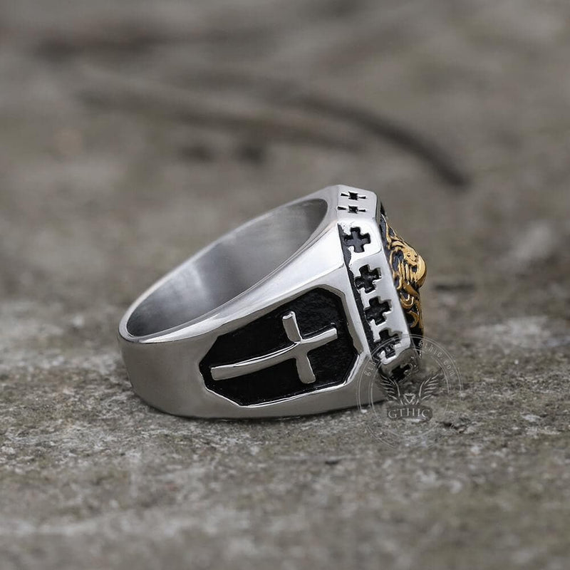Golden Lion Stainless Steel Beast Ring