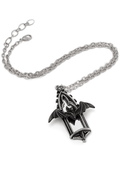 Gothic Bat Cathedral Window Mirror Pendant Necklace