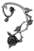 Gothic Black Rose Ear Wrap With Resin Rose Accent