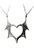 Gothic Dragon Wing Heart Pendant Set for Couples