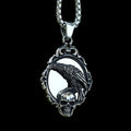 Gothic Raven Skull Mirror Pendant