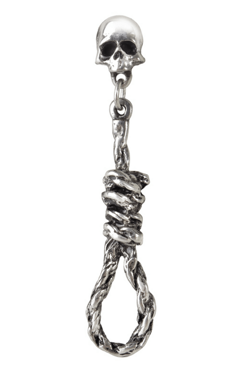 Gothic Skull and Noose Drop Earring in Pewter