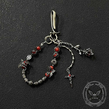 Gothic Cross Butterfly Beaded Alloy Pants Chain