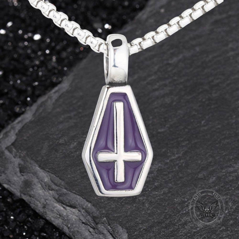 Gothic Cross Coffin Stainless Steel Vampire Pendant