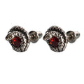 Gothic Curled Snake Zircon Sterling Silver Stud Earrings