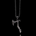 Gothic Demon Axe Sterling Silver Skull Pendant