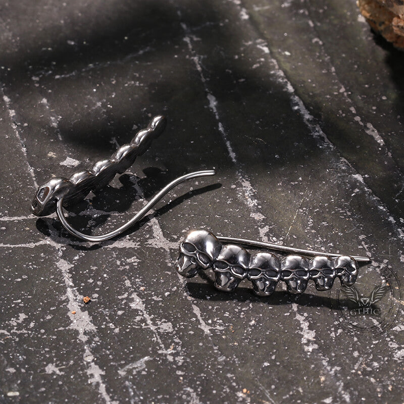 Gothic Evil Skull Design Stainless Steel Earrings