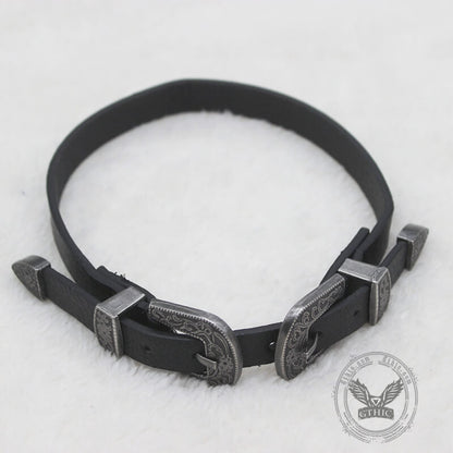 Gothic Pattern Pu Leather Buckle Choker