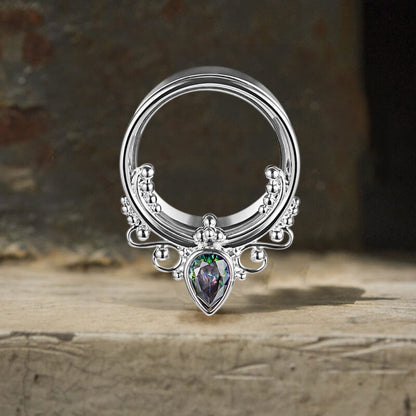 Gothic Gem-set Stainless Steel Tunnel Ear Gauges