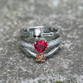 Gothic Heart Zircon Skull Brass Ring