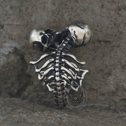Gothic Love Kiss Sterling Silver Skull Ring