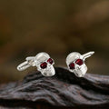 Gothic Red Gem Eye Skull Copper Cufflinks