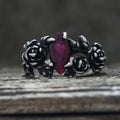 Gothic Rose Red Gemstone Sterling Silver Ring