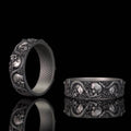 Gothic Rose Skull Snake Sterling Silver Ring