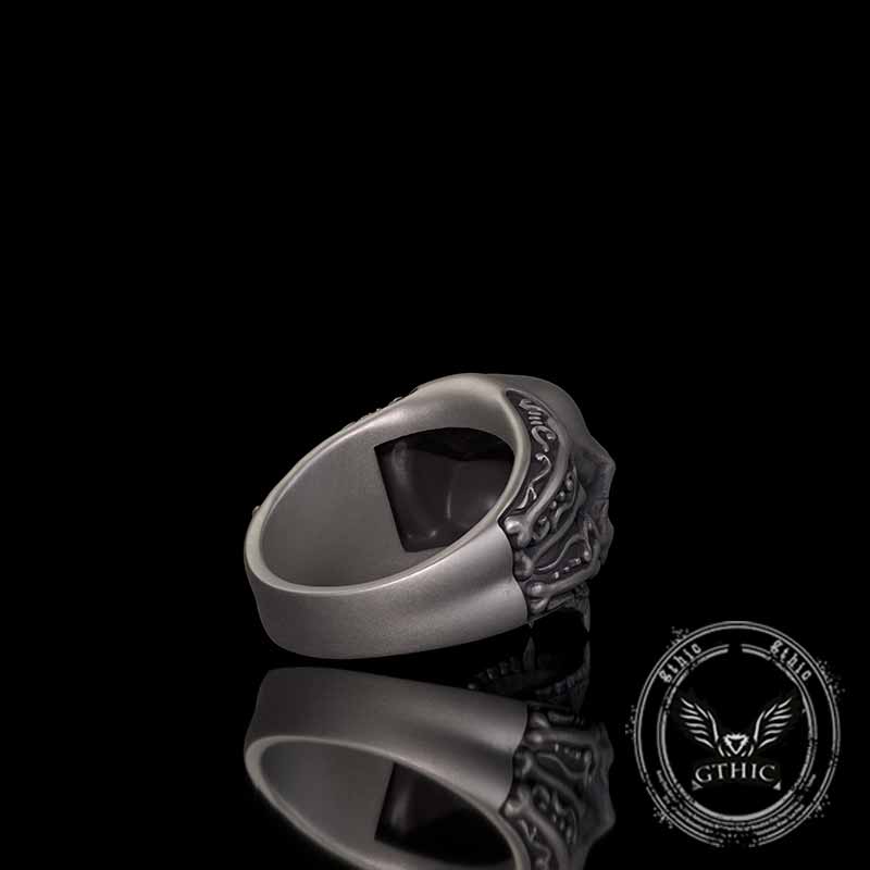 Gothic Skull Head Bone Sterling Silver Ring
