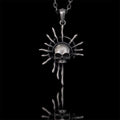 Gothic Skull Sun God Sterling Silver Monster Pendant