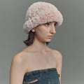 Gradient Color Faux Fur Knit Beanie Hat