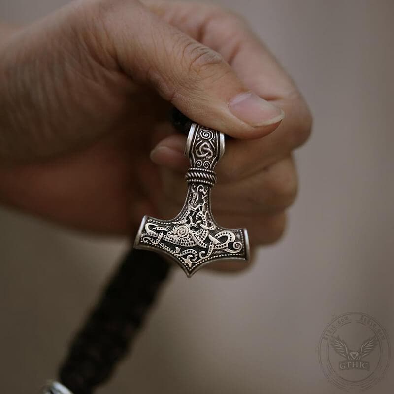 Thor's Hammer Braided Rope Viking Bracelet