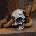 Damaged Half Face Sterling Silver Brass Skull Pendant