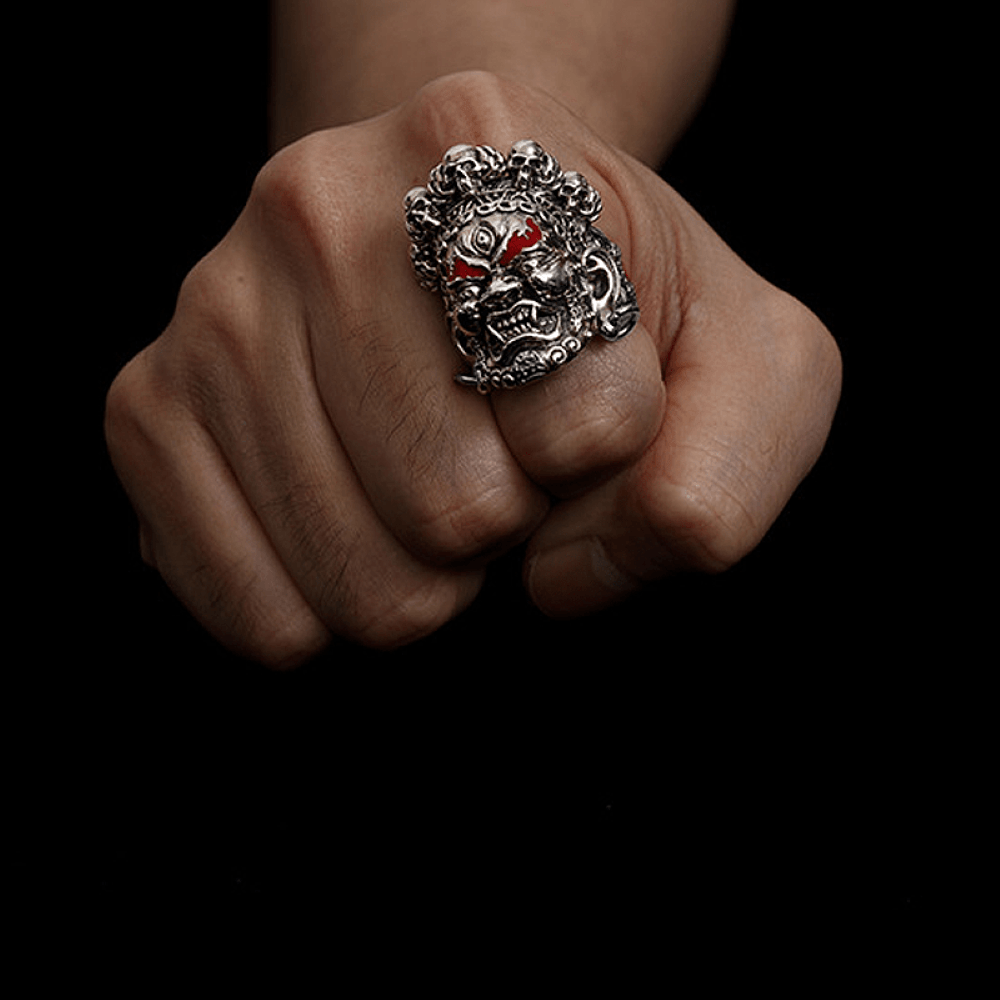 Buddha God of Wealth Stainless Steel Skull Ring