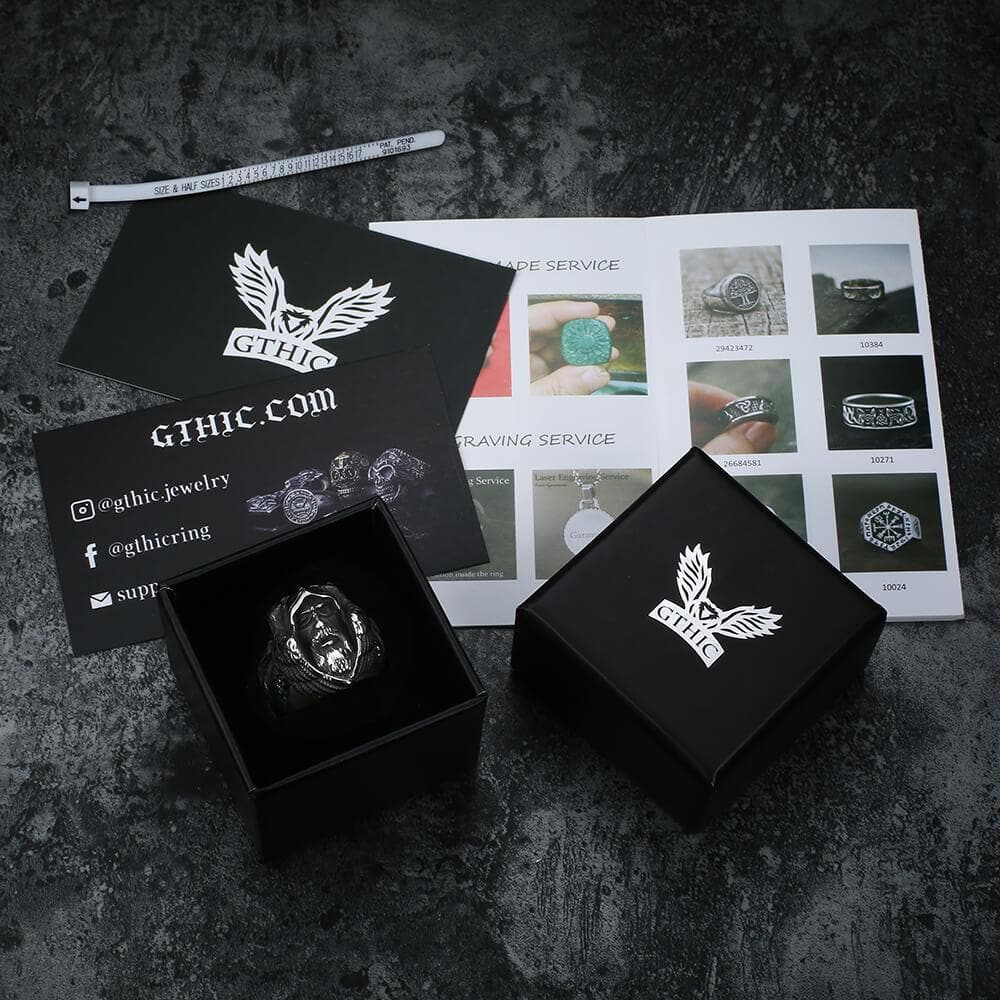 Mythology Odin Wolf Stainless Steel Viking Ring