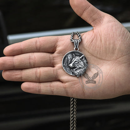 Guardian Wolf Stainless Steel Viking Pendant
