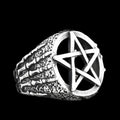 Hands of Death Pentagram Skull Ring