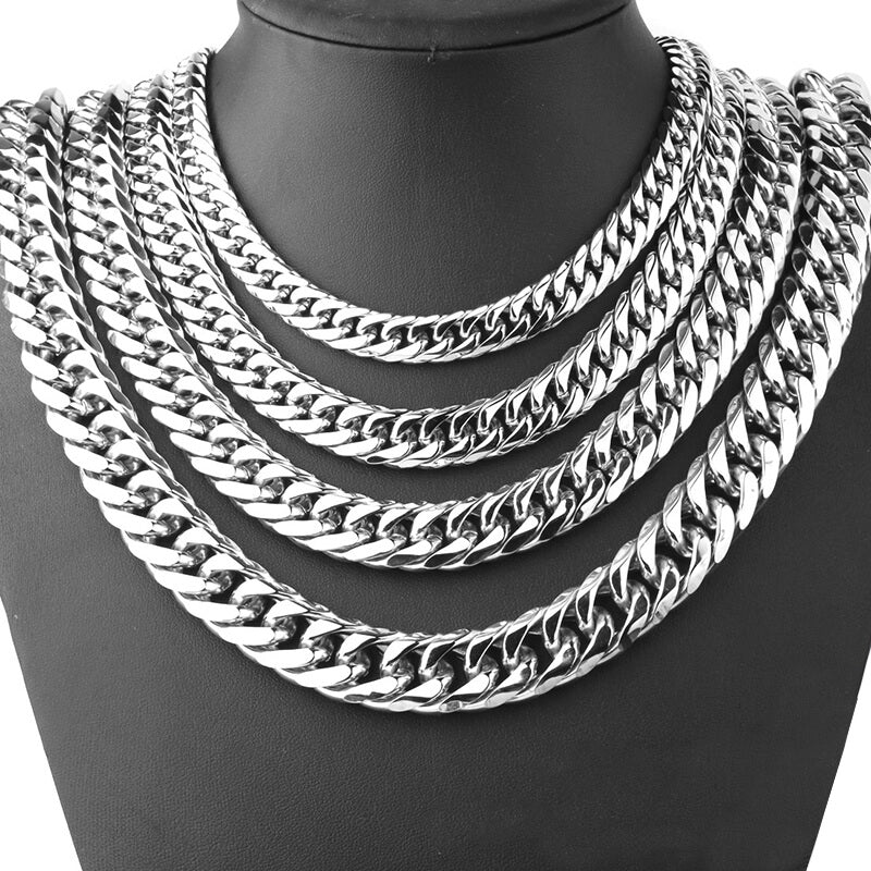 Heavy ���s Stainless Steel Cuban Link Chain Necklace