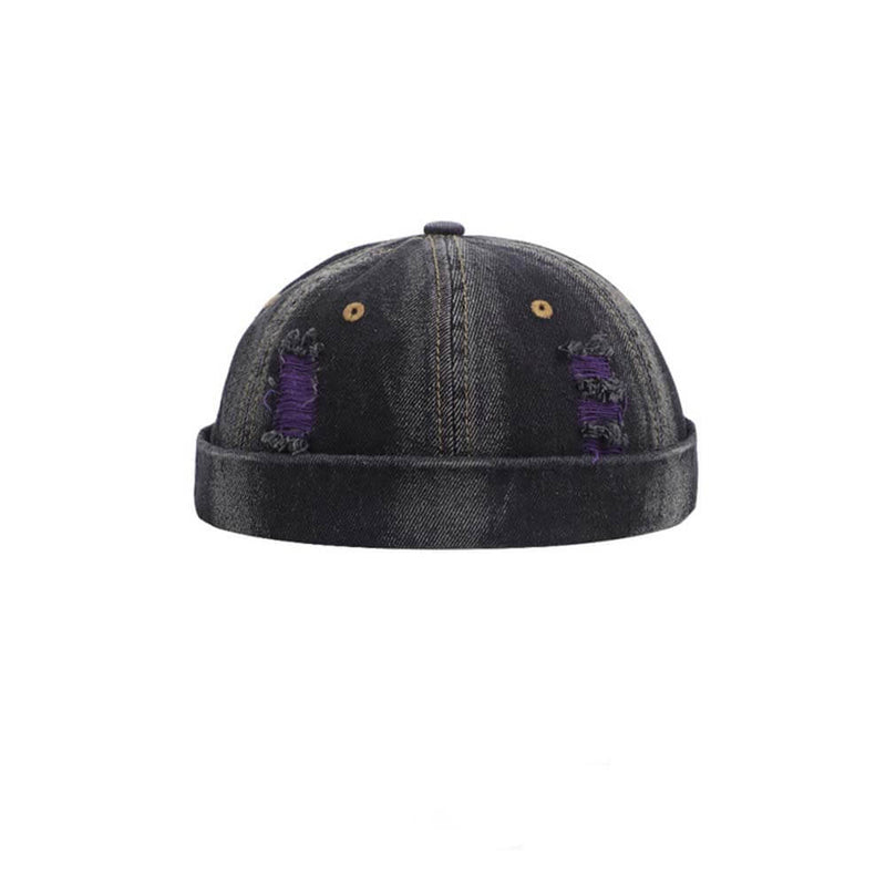 Hip Hop Ripped Washed Brimless Denim Hat