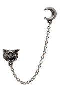 Howl Stud Earring With Moon and Wolf in Pewter