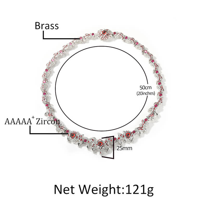 Iced Out Red Eyes Zircon-set Thorn Necklace