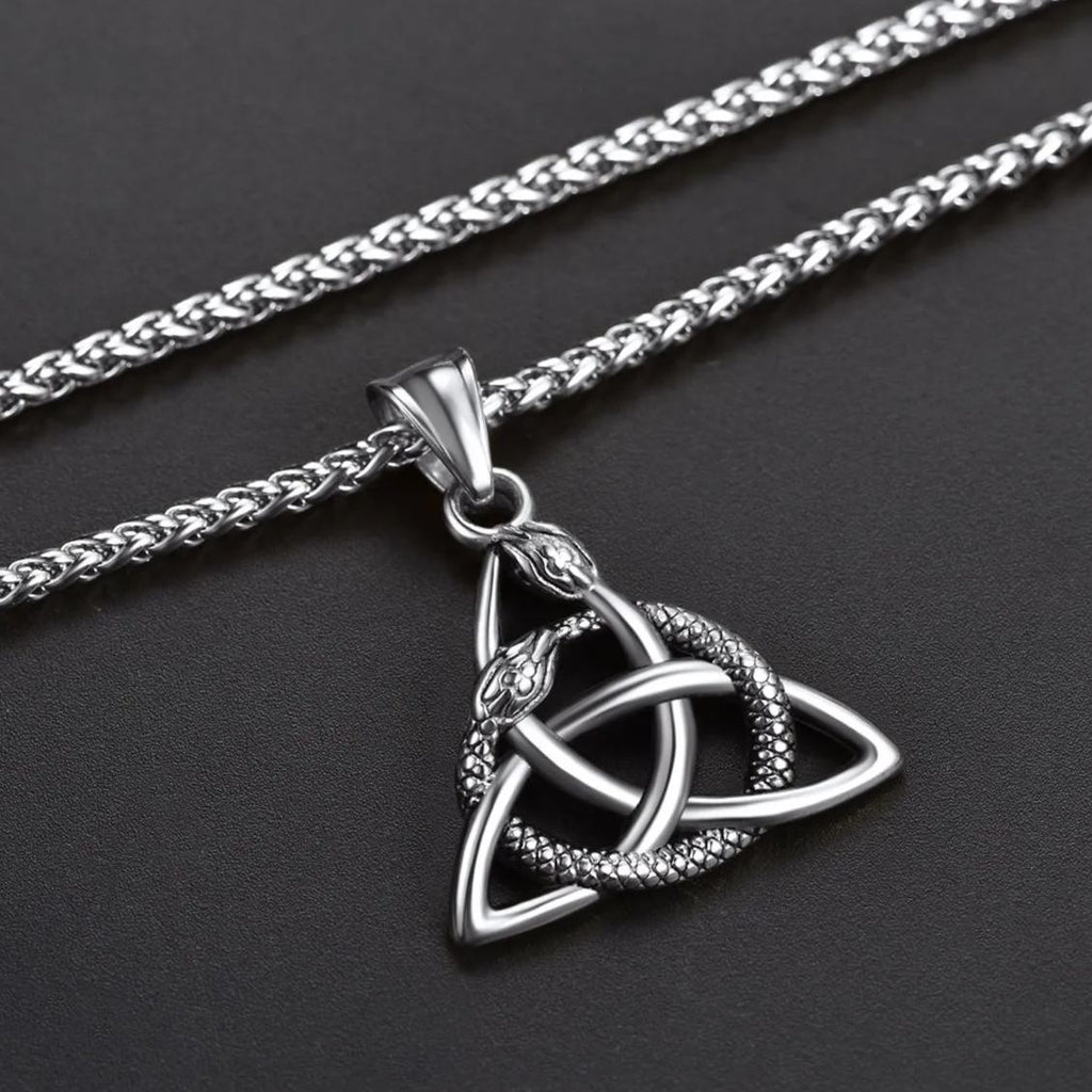 Ouroboros Celtic Knot Snake Pendant Necklace