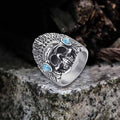 Indian Chief Skull Turquoise Stainless Steel Ring