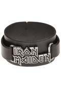 Iron Maiden Leather Wrist Strap With 3d Logo Plate