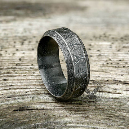 Leviathan Cross Lucifer Sigil Stainless Steel Ring