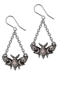 Lunar Moth Gothic Drop Earrings With Pearl Detail