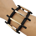 Black Color Charm Bracelets With Magnetic Clasp / Punk Style Rubber Wide Bracelets