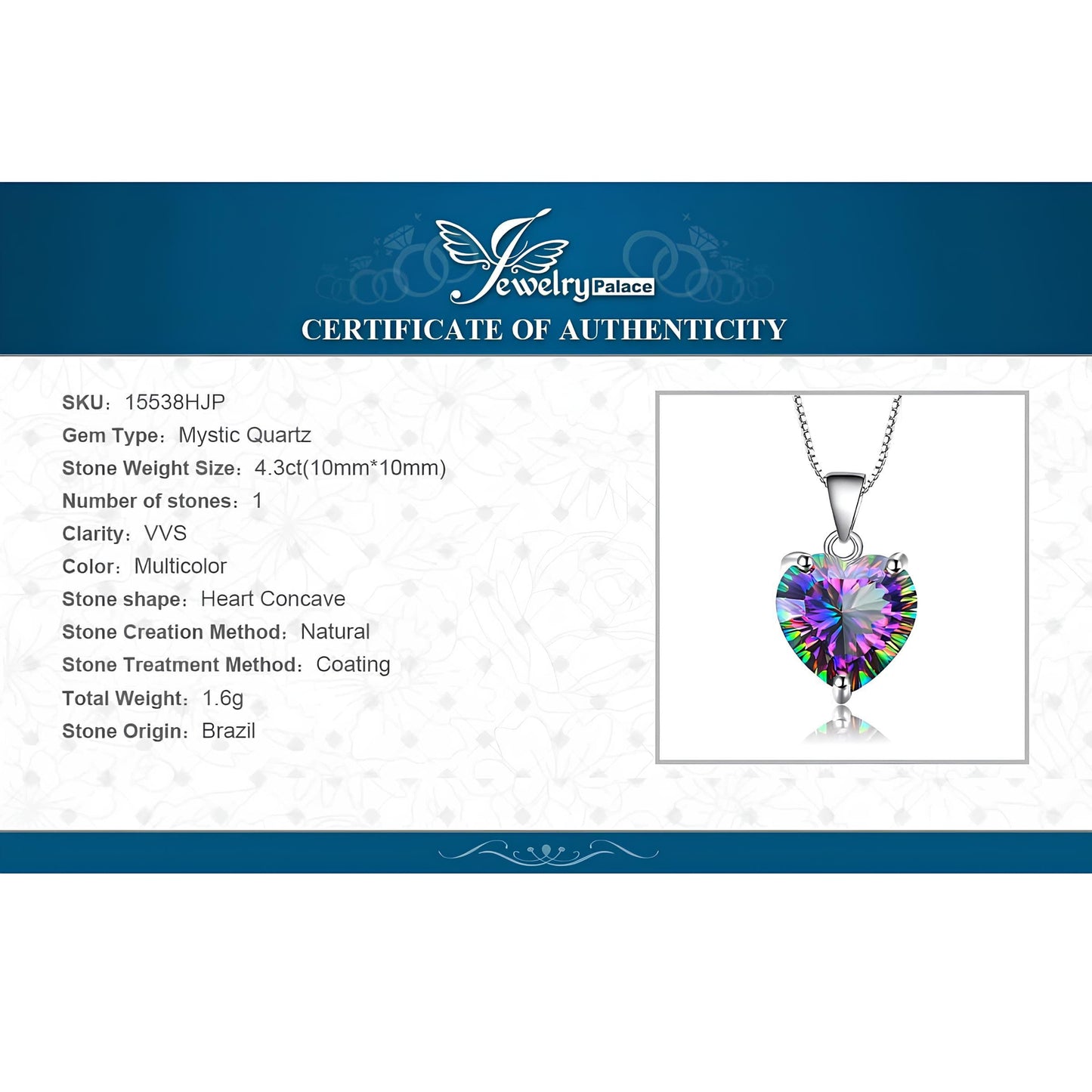 Heart of Healing Light Rainbow Topaz Necklace